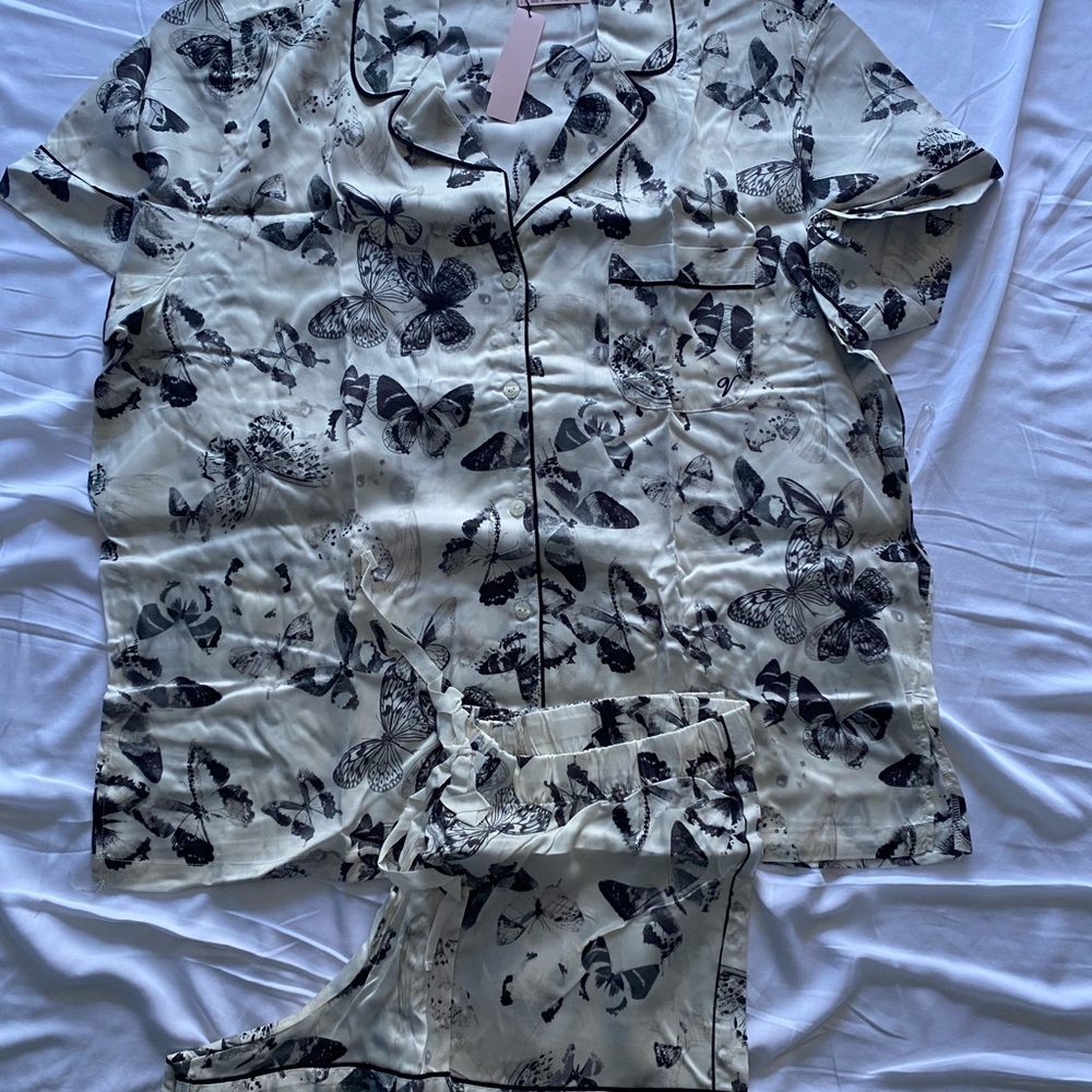 Victoria's Secret Black and White Butterfly Pajama Set - NWT